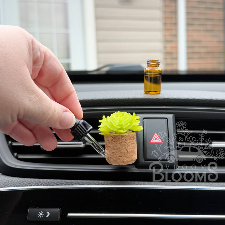 Vroom Blooms Bright Green Succulent Vent Clip Car Air Freshener (Reusable)