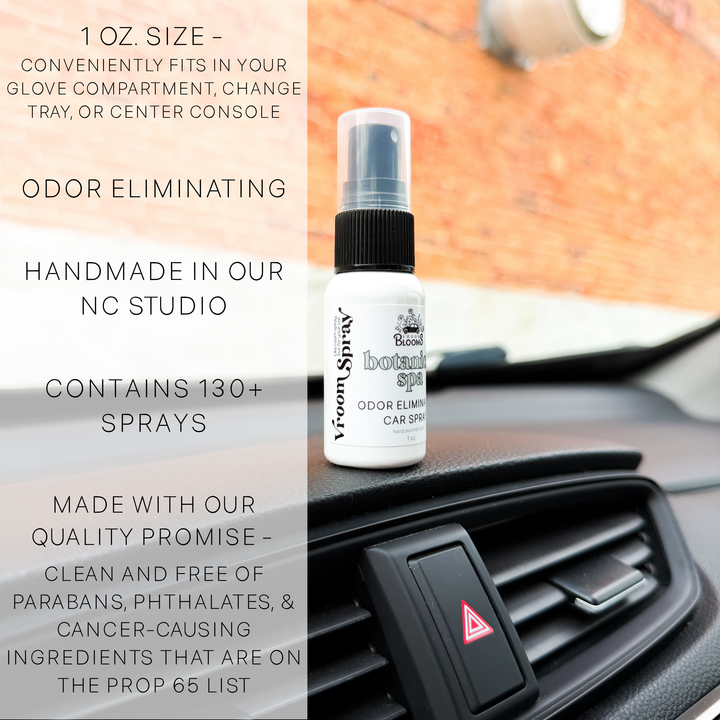 Vroom Blooms Spray Odor Eliminating Car Air Freshener & Interior Spray - Handmade in the USA