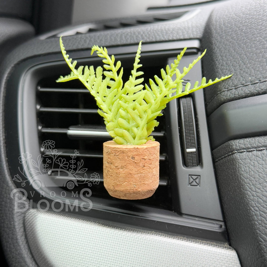 Vroom Blooms Fern Plant Vent Clip Car Air Freshener Diffuser (Reusable)