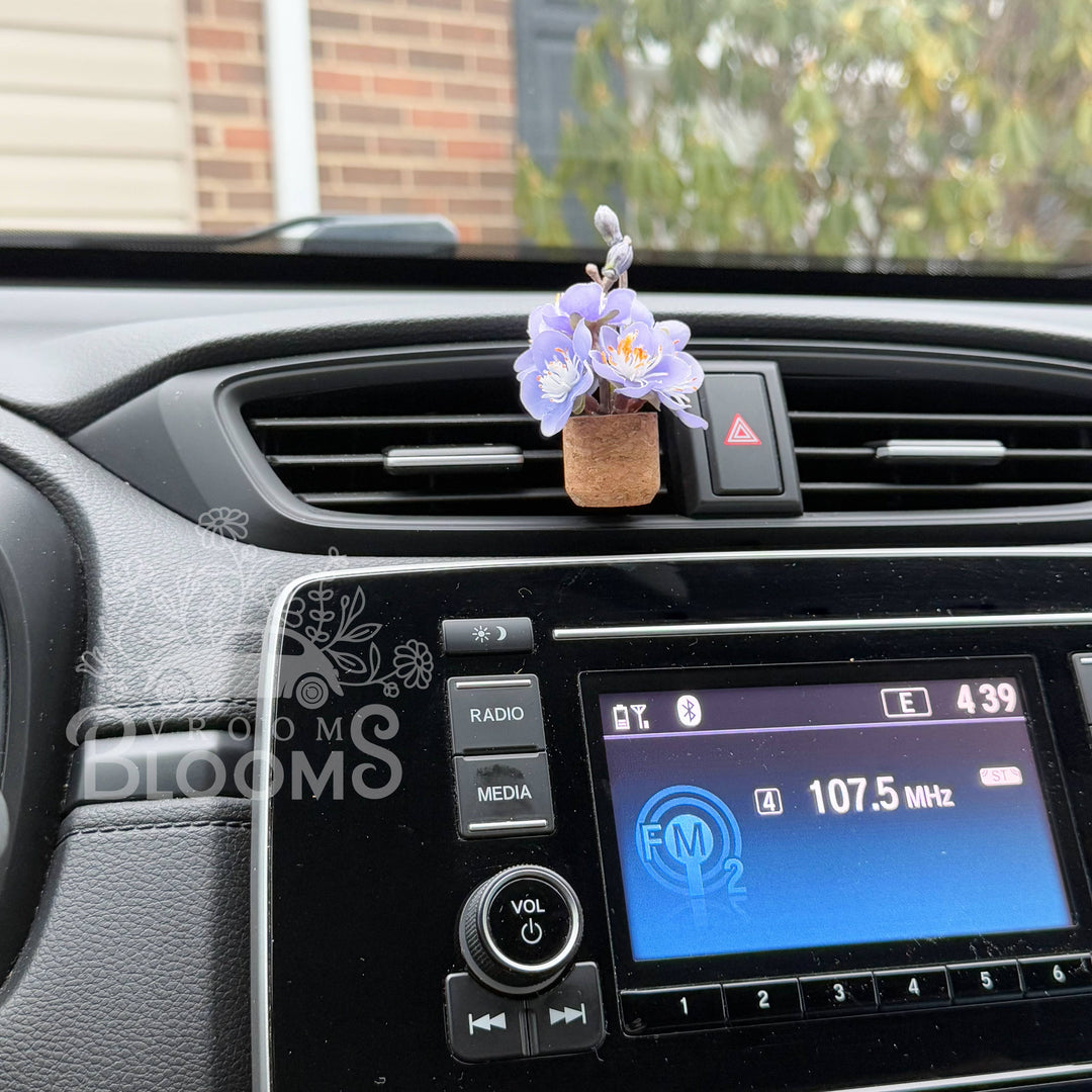 Vroom Blooms Purple Cherry Blossom Vent Clip Car Air Freshener (Reusable)