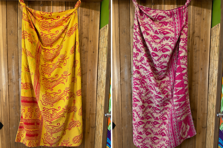 Vintage Kantha Quilt Reversible Handmade Throw