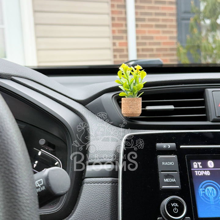 Vroom Blooms Yellow Flower Vent Clip Car Air Freshener Diffuser (Reusable