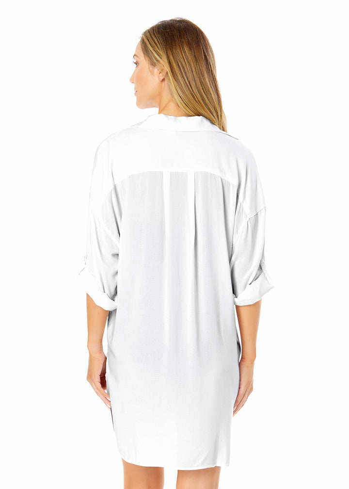 Anne Cole Boyfriend Button Down Shirt Swimsuit Cover Up - Womens Casual Coverups - Big Sun Vernon  | Okanagan Beachwear