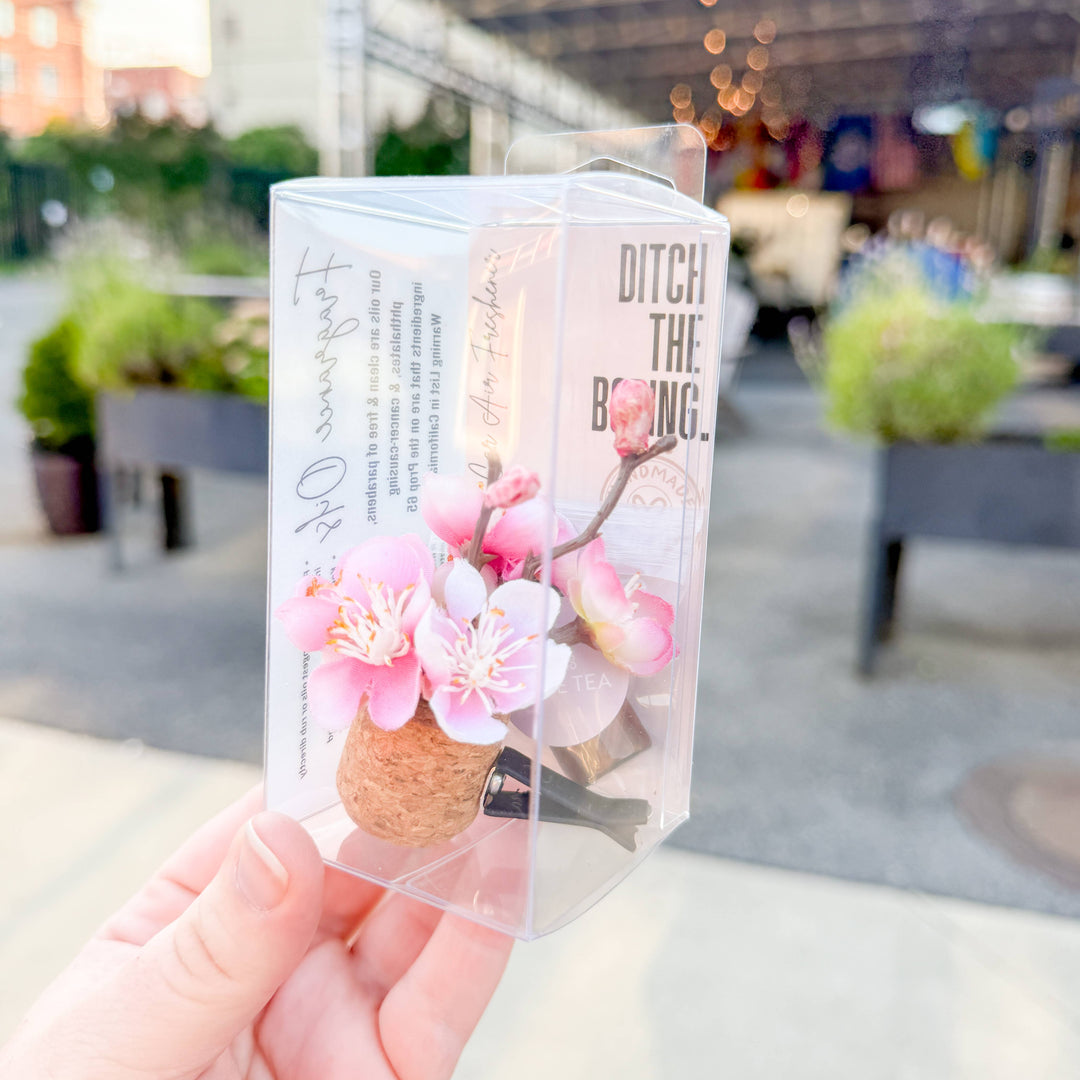 Vroom Blooms Pink Cherry Blossom Vent Clip Car Air Freshener (Reusable)