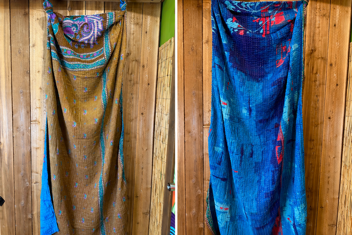 Vintage Kantha Quilt Reversible Handmade Throw