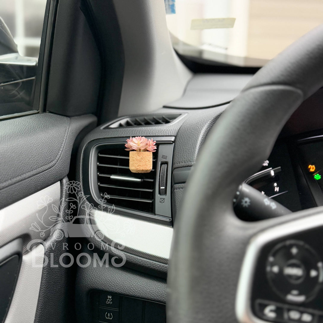Vroom Blooms Mauve Succulent Vent Clip Car Air Freshener (Reusable)