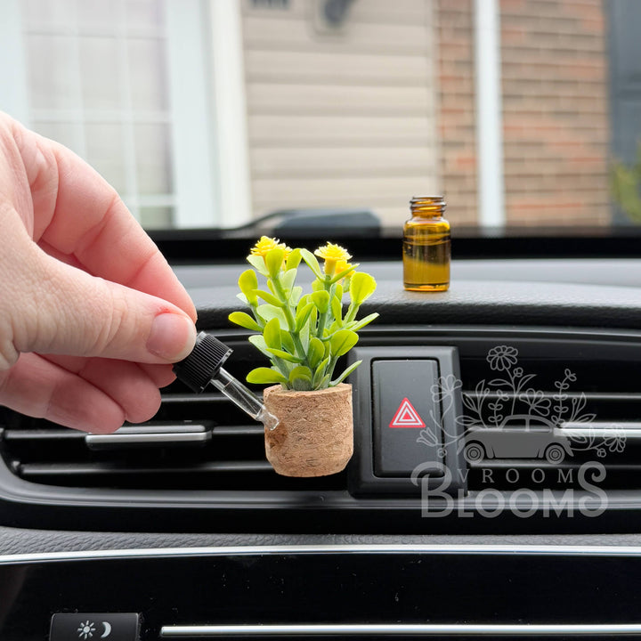 Vroom Blooms Yellow Flower Vent Clip Car Air Freshener Diffuser (Reusable