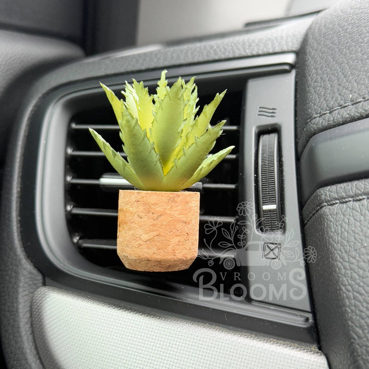 Vroom Blooms Short Aloe Vera Plant Vent Clip Car Air Freshener (Reusable)