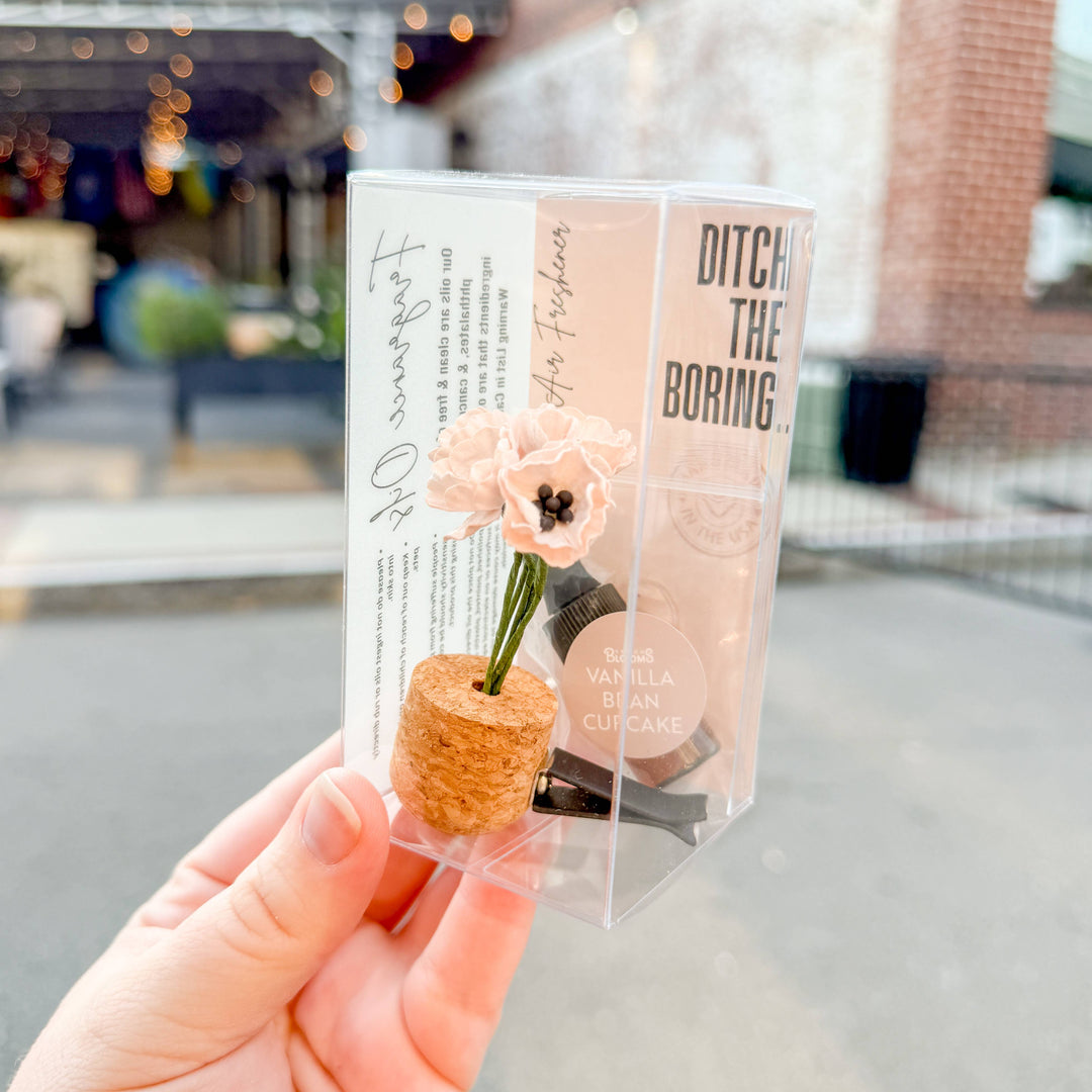 Vroom Blooms Pink Poppies Vent Clip Car Air Freshener Diffuser (Reusable)