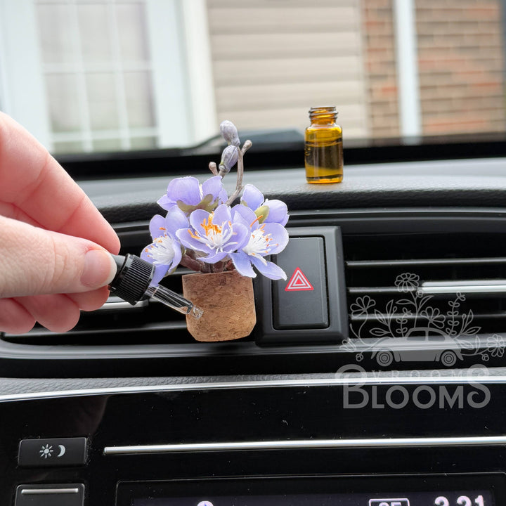 Vroom Blooms Purple Cherry Blossom Vent Clip Car Air Freshener (Reusable)