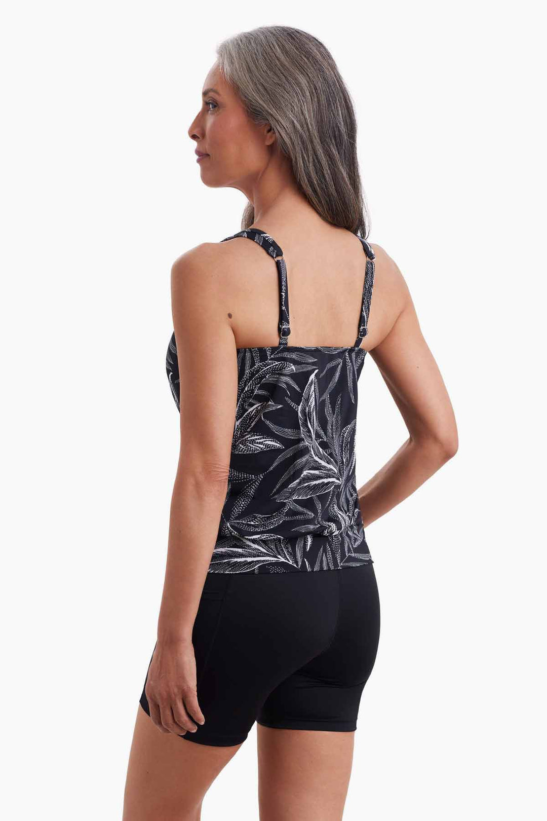 Shape Solver Leaf Encounter Shirred Neck Blouson Tankini