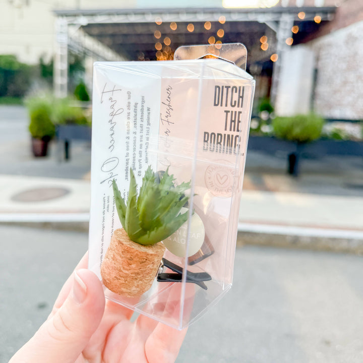 Vroom Blooms Short Aloe Vera Plant Vent Clip Car Air Freshener (Reusable)