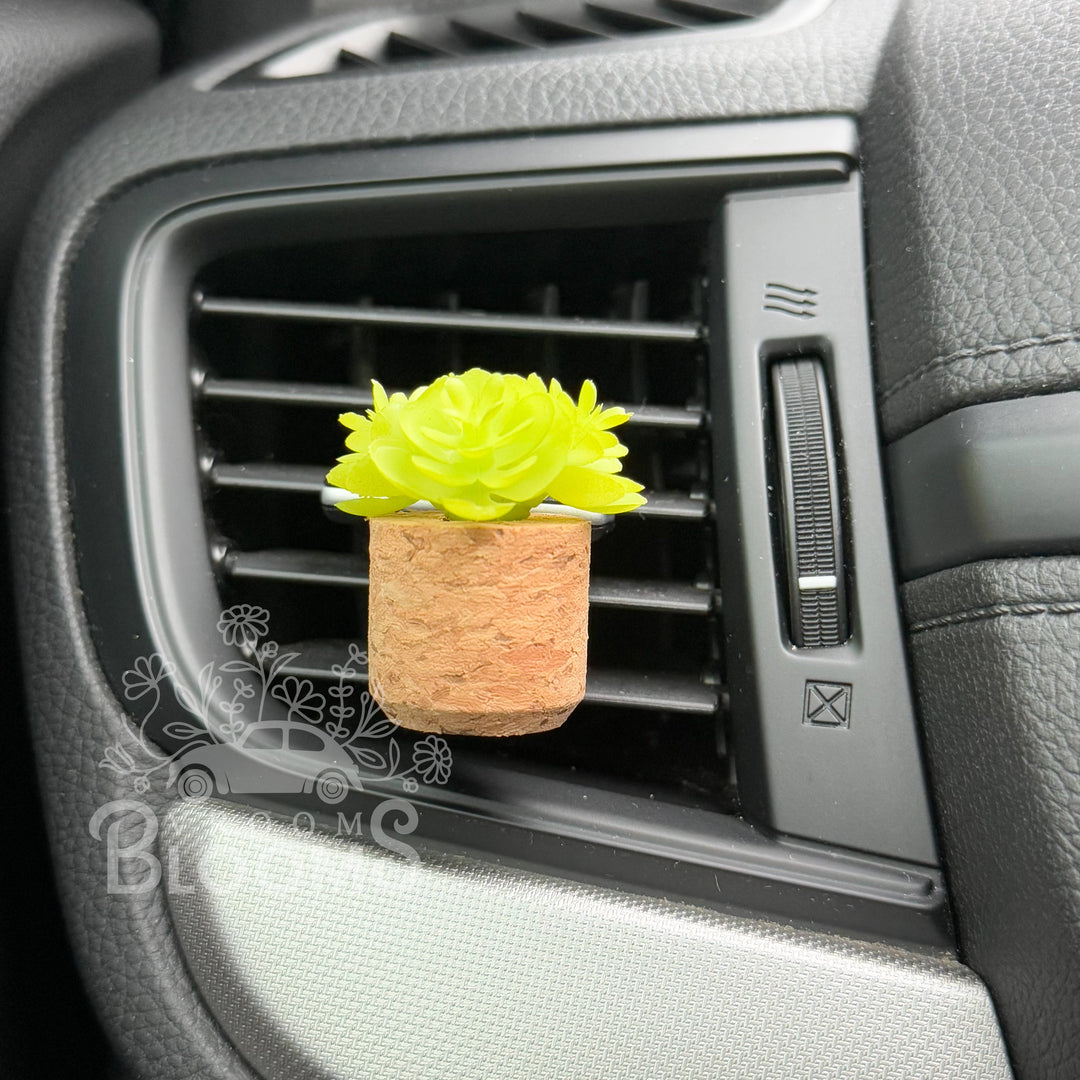 Vroom Blooms Bright Green Succulent Vent Clip Car Air Freshener (Reusable)