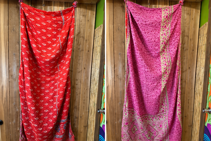 Vintage Kantha Quilt Reversible Handmade Throw