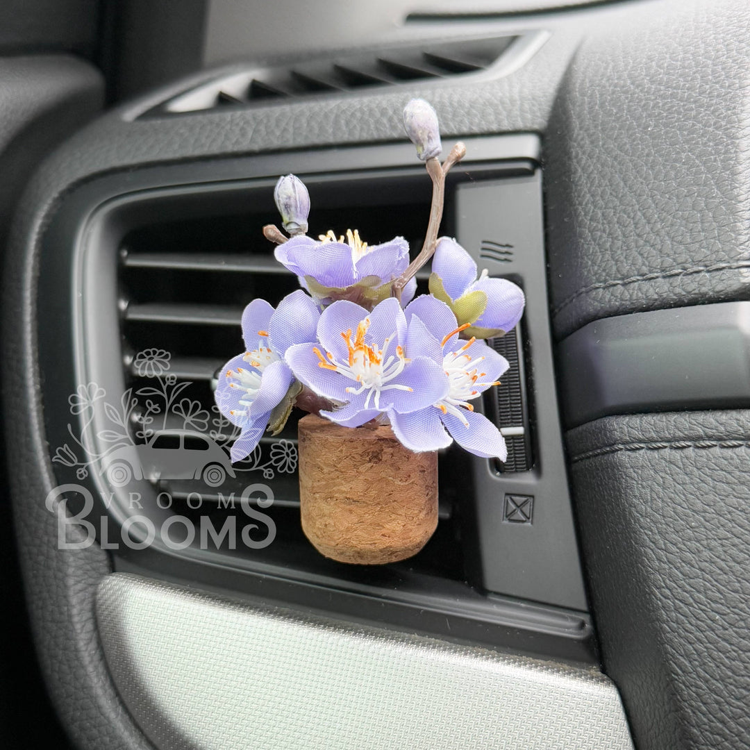 Vroom Blooms Purple Cherry Blossom Vent Clip Car Air Freshener (Reusable)
