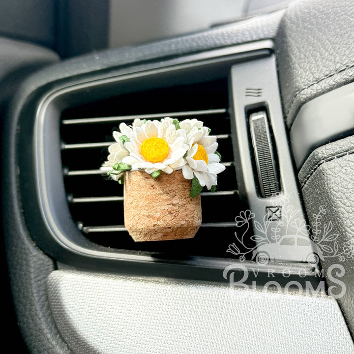 Vroom Blooms Daisy Flower Vent Clip Car Air Freshener Diffuser (Reusable)