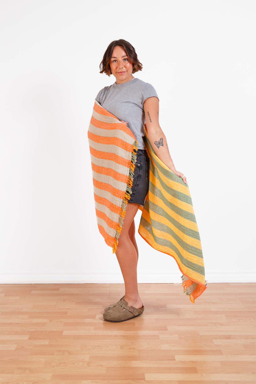 Tofino Towel Banks Muslin Gauze Stripe Towel - Beach Towels - Big Sun Vernon  | Okanagan Beachwear
