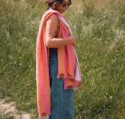 Tofino Towel Banks Muslin Gauze Stripe Towel - Beach Towels - Big Sun Vernon  | Okanagan Beachwear