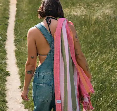 Tofino Towel Banks Muslin Gauze Stripe Towel - Beach Towels - Big Sun Vernon  | Okanagan Beachwear