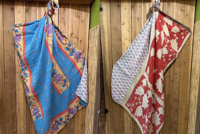 Vintage Kantha Quilt Reversible Handmade Throw