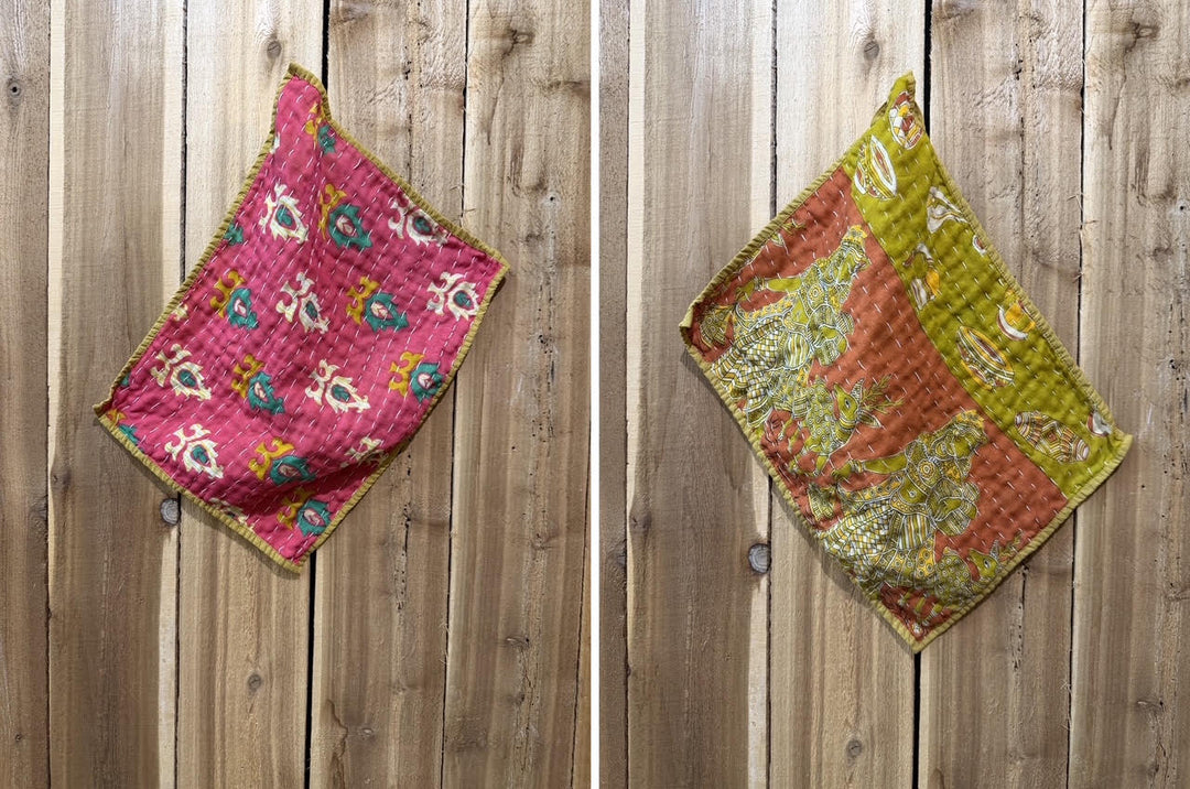 Vintage Kantha Kitchen Towel 14"x18"