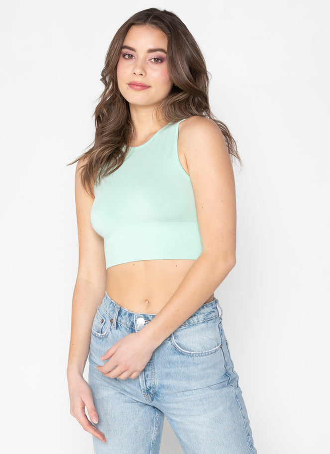 C'est Moi Bamboo High Neck Crop Top - Womens Tank - Big Sun Vernon  | Okanagan Beachwear