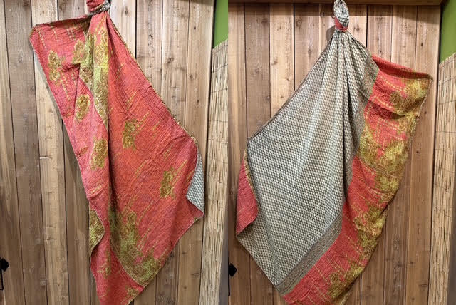 Vintage Kantha Quilt Reversible Handmade Throw