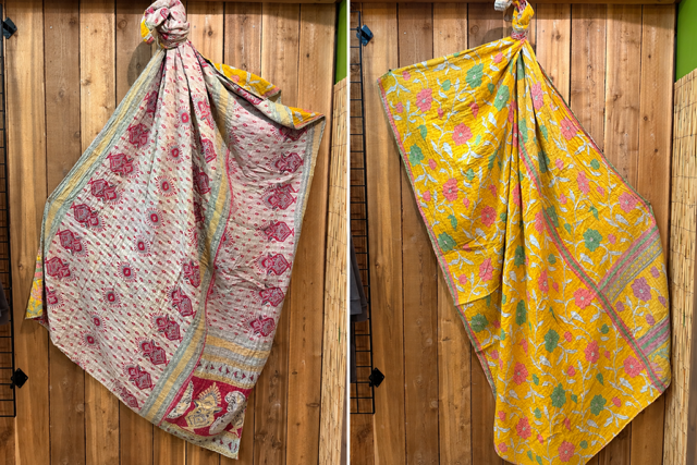 Vintage Kantha Quilt Reversible Handmade Throw