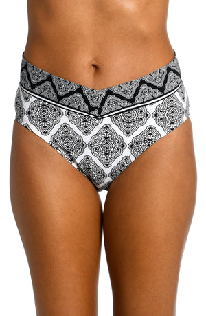 La Blanca Oasis Tile V-Front High-Waist Bottom - Womens High Waisted Bikini Bottoms - Big Sun Vernon  | Okanagan Beachwear