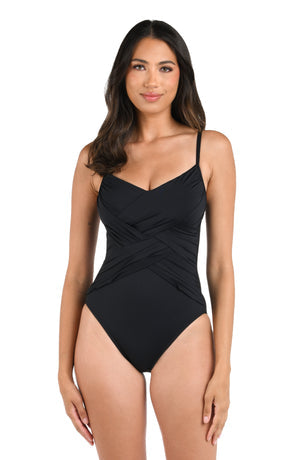 La Blanca Island Goddess Draped Front Lingerie One Piece - Womens Fashion One Pieces - Big Sun Vernon  | Okanagan Beachwear
