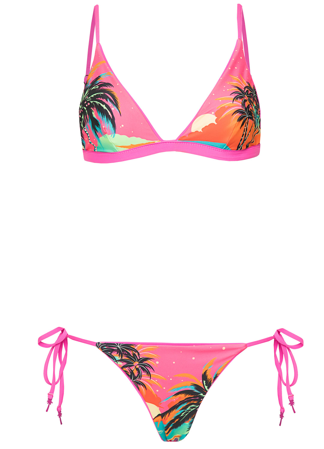 Maaji Poppy Pink Ivy Fixed Triangle Top - Womens Triangle Bikini Tops - Big Sun Vernon  | Okanagan Beachwear
