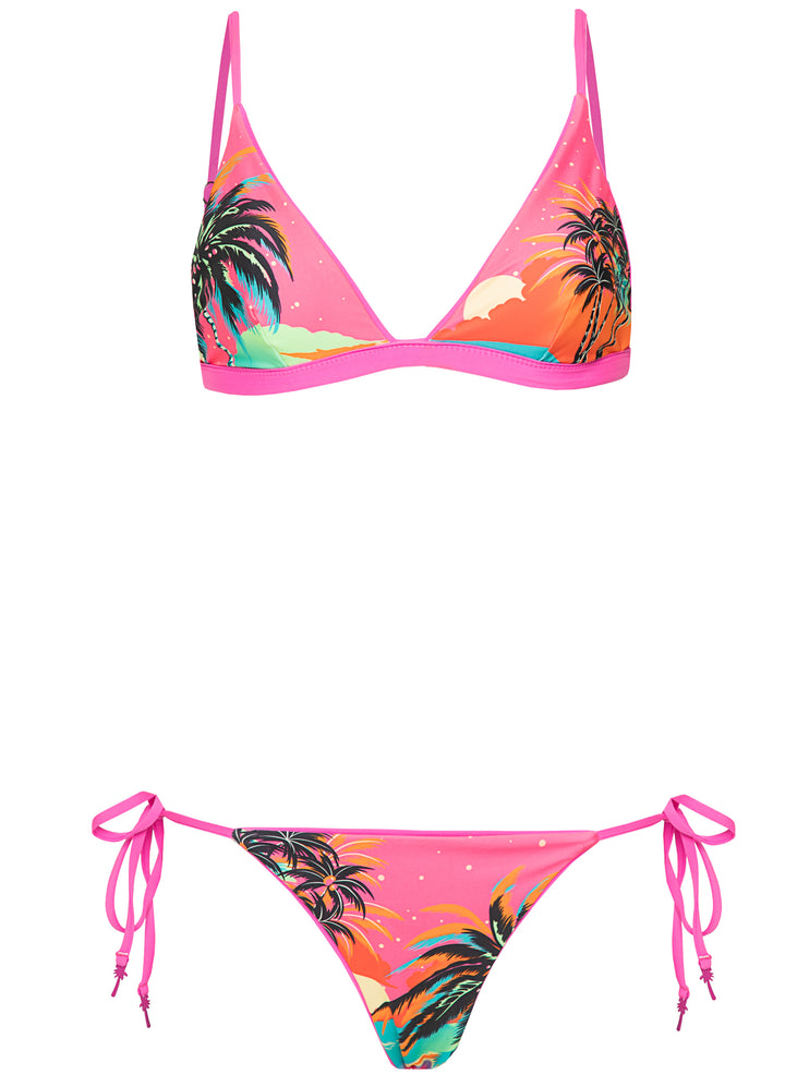 Maaji Poppy Pink Ivy Fixed Triangle Top - Womens Triangle Bikini Tops - Big Sun Vernon  | Okanagan Beachwear
