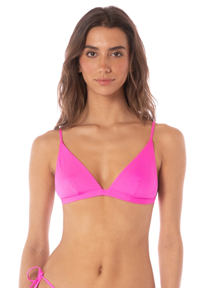 Maaji Poppy Pink Ivy Fixed Triangle Top - Womens Triangle Bikini Tops - Big Sun Vernon  | Okanagan Beachwear