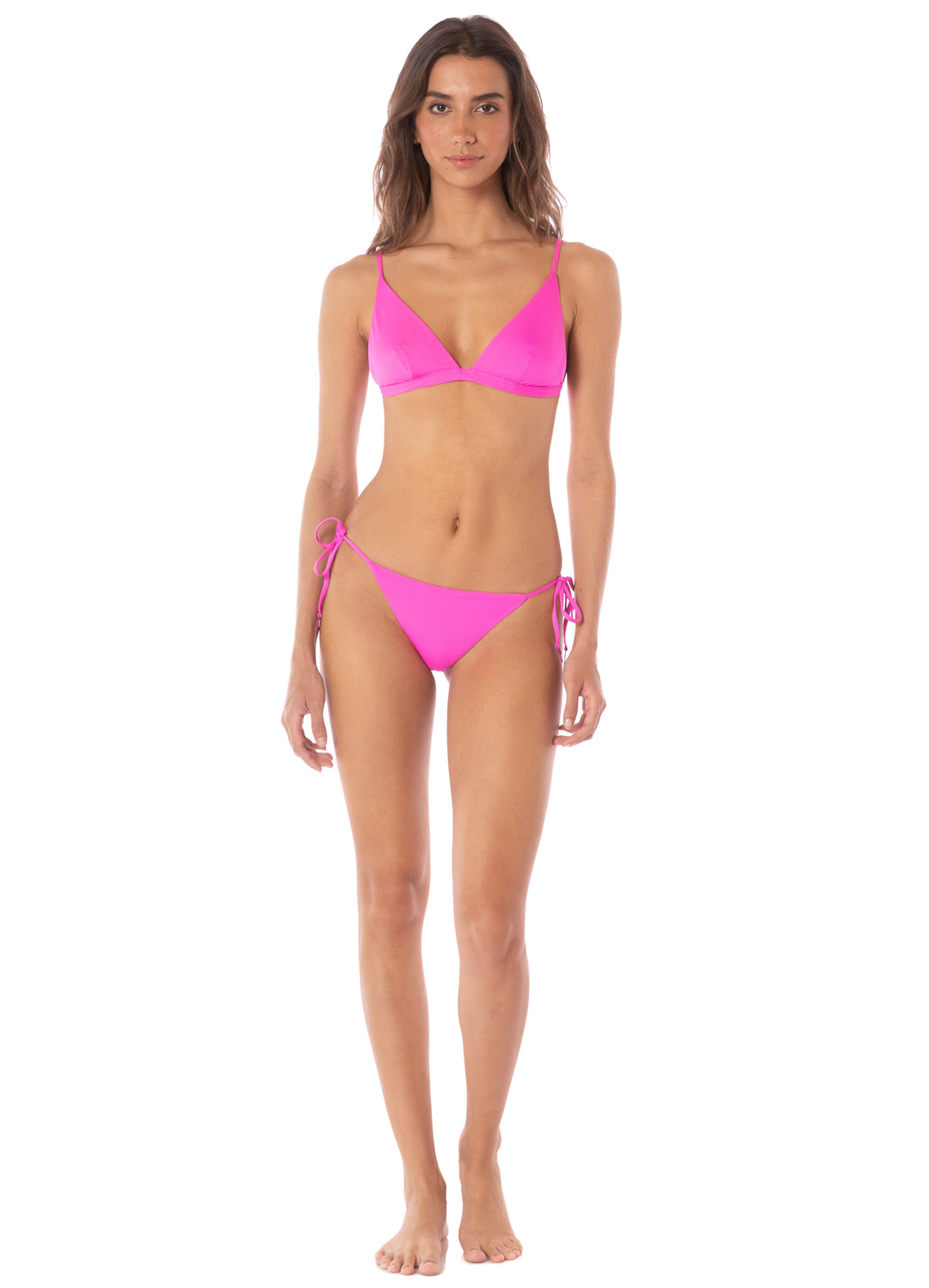 Maaji Poppy Pink Ivy Fixed Triangle Top - Womens Triangle Bikini Tops - Big Sun Vernon  | Okanagan Beachwear