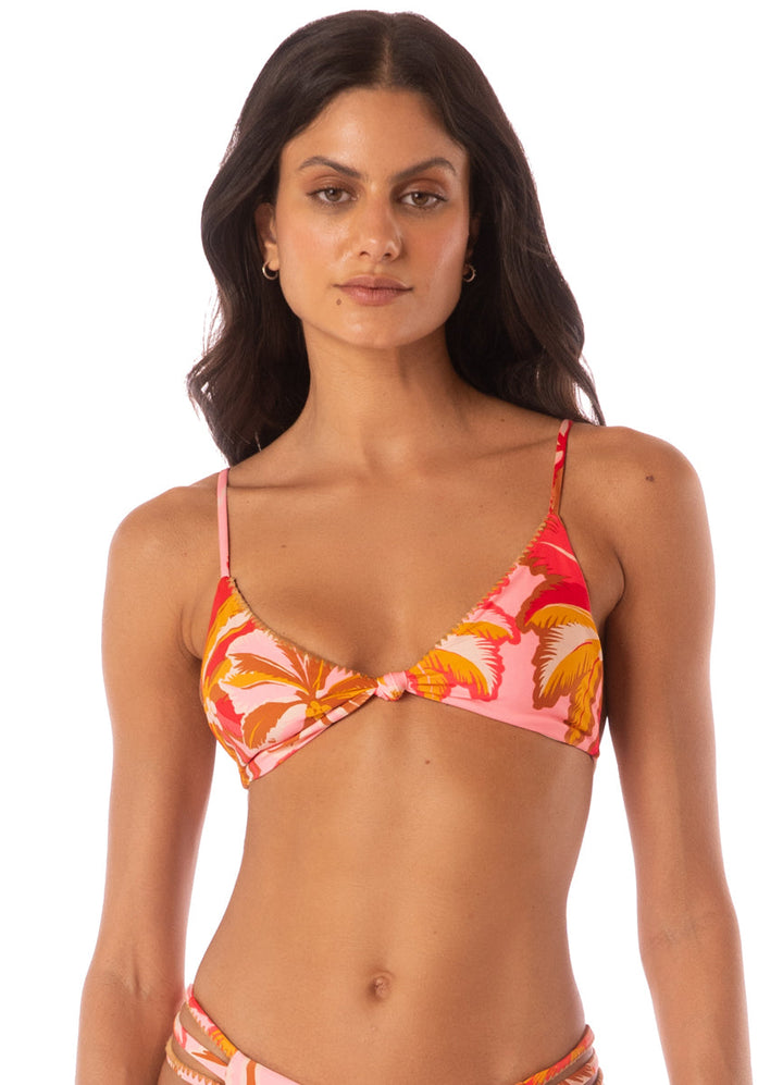 Maaji Pink Palms Sahara Fixed Tri Top - Womens Triangle Bikini Tops - Big Sun Vernon  | Okanagan Beachwear