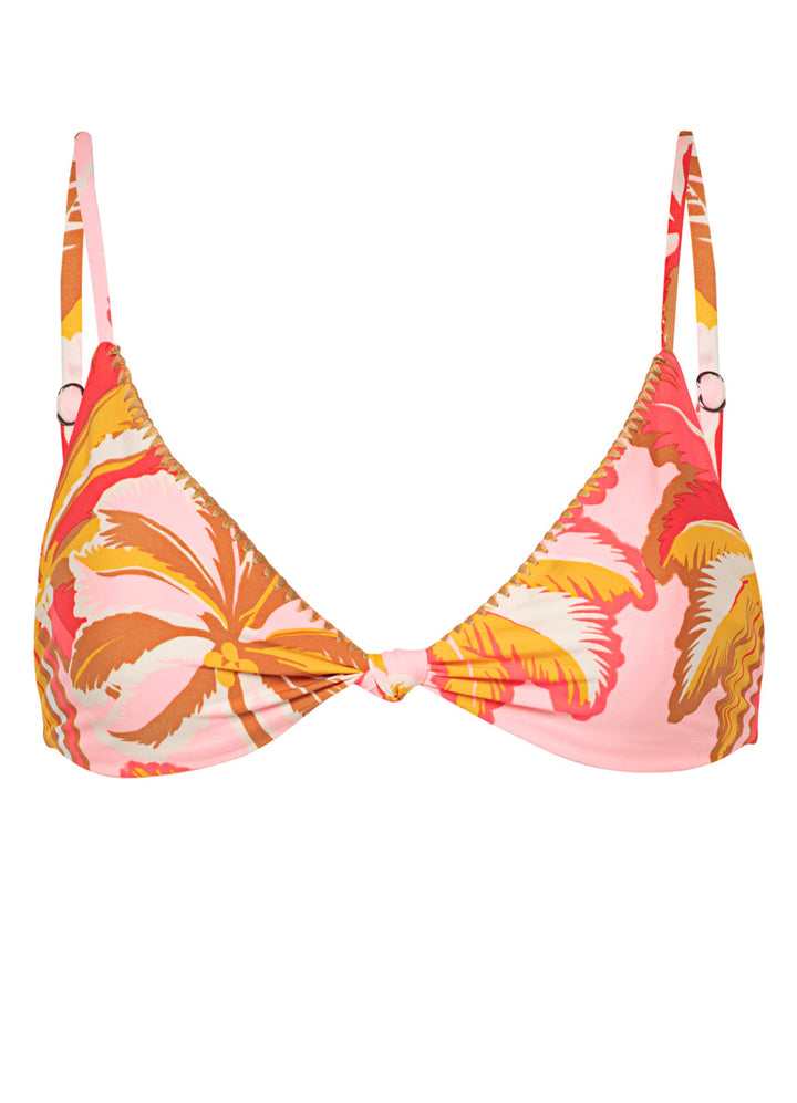 Maaji Pink Palms Sahara Fixed Tri Top - Womens Triangle Bikini Tops - Big Sun Vernon  | Okanagan Beachwear
