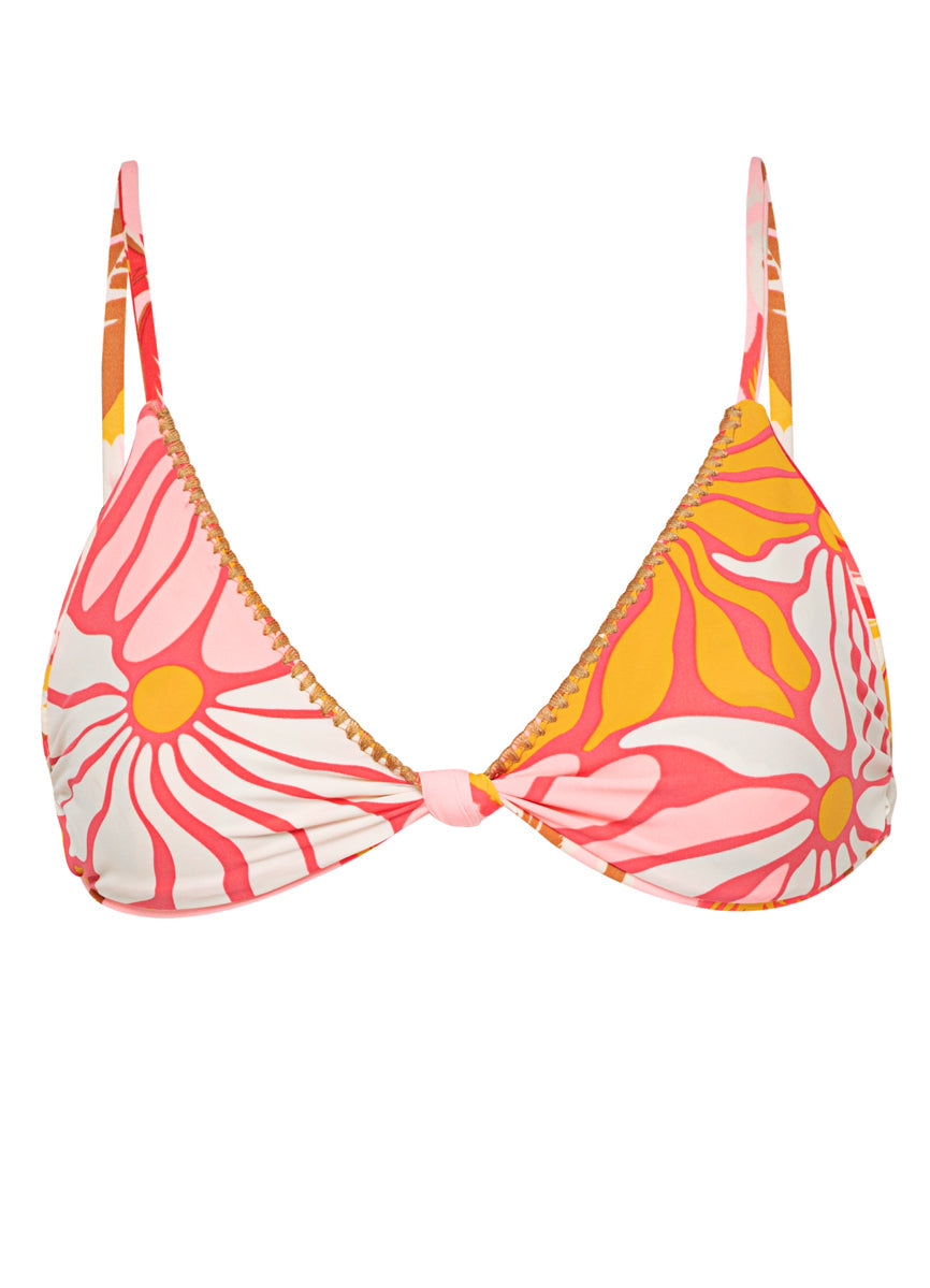 Maaji Pink Palms Sahara Fixed Tri Top - Womens Triangle Bikini Tops - Big Sun Vernon  | Okanagan Beachwear