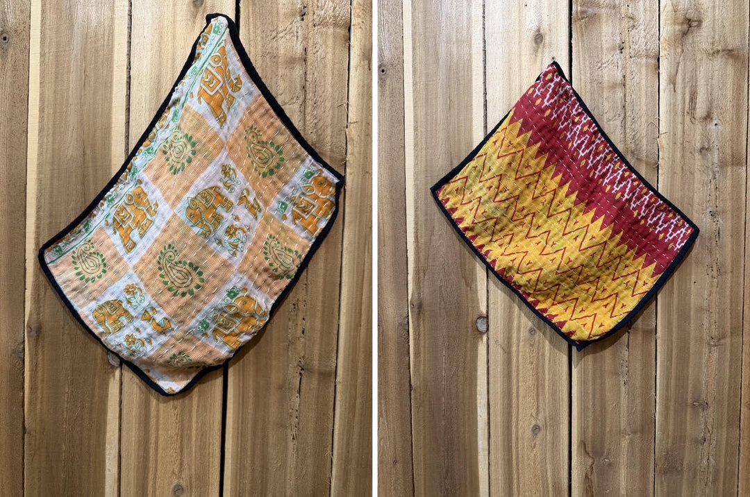 Vintage Kantha Kitchen Towel 14"x18"