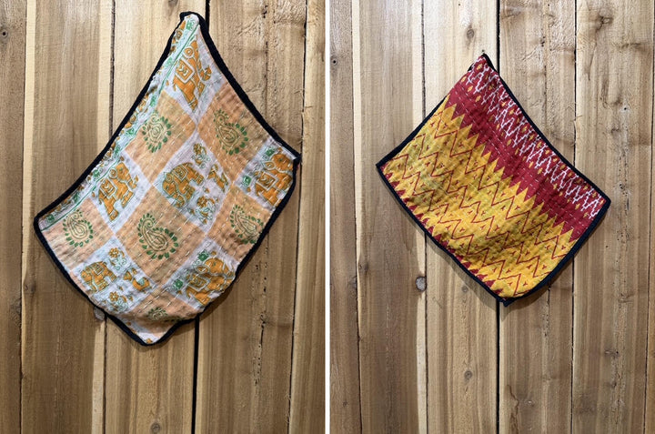 Vintage Kantha Kitchen Towel 14"x18"