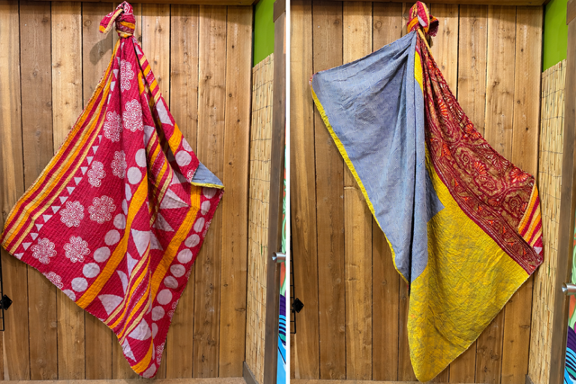 Vintage Kantha Quilt Reversible Handmade Throw