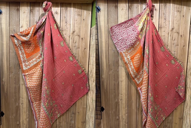 Vintage Kantha Quilt Reversible Handmade Throw