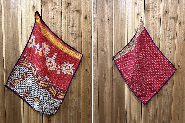 Vintage Kantha Kitchen Towel 20"x25"