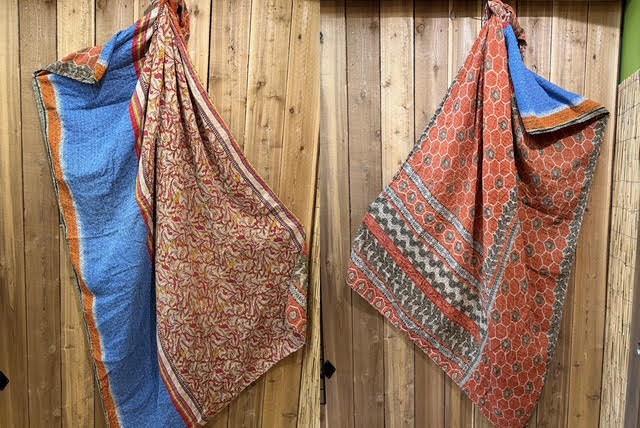 Vintage Kantha Quilt Reversible Handmade Throw