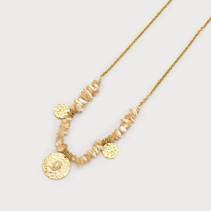 Caracol Natural Stone with Hammered Pendant Necklace