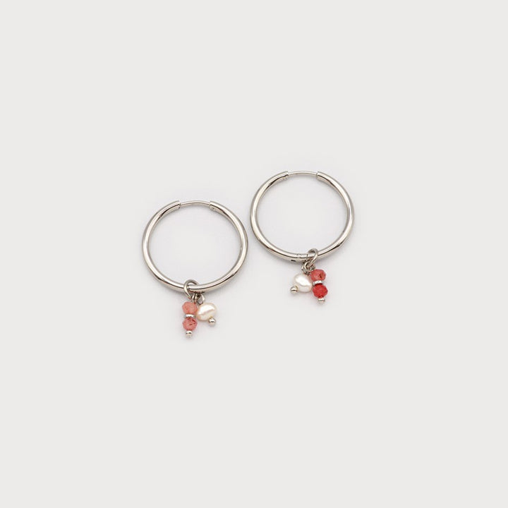 Caracol Textured Hoop with Coloured Pendant Earrings
