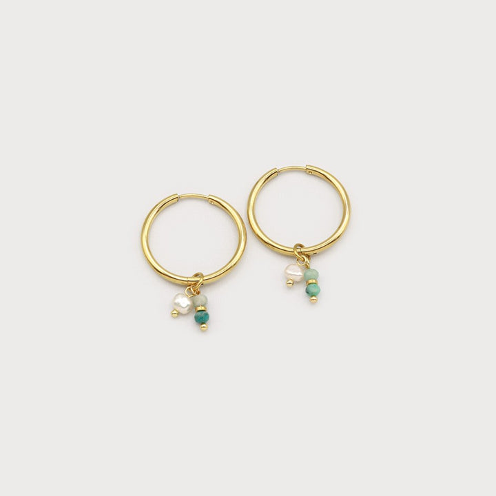 Caracol Textured Hoop with Coloured Pendant Earrings