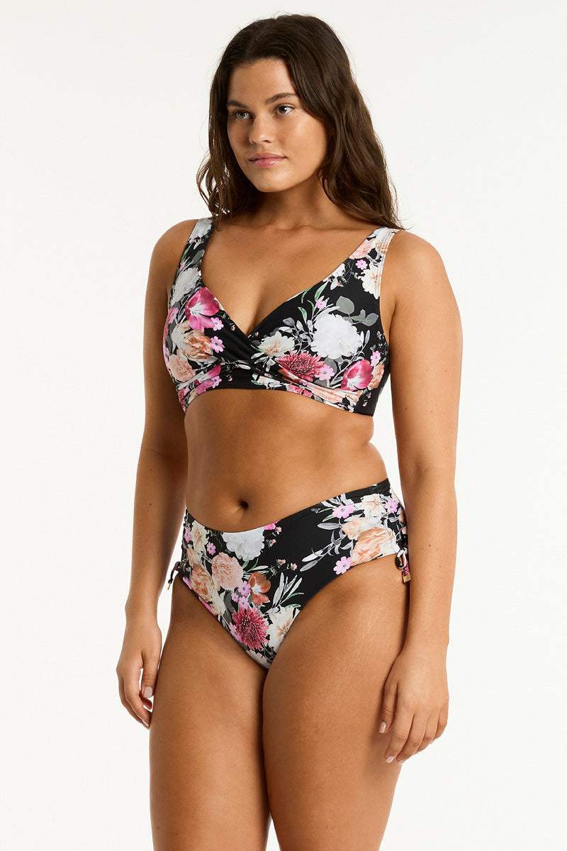 Sea Level Belle Mid Drawstring Bottom - Womens Mid Bikini Bottoms - Big Sun Vernon  | Okanagan Beachwear