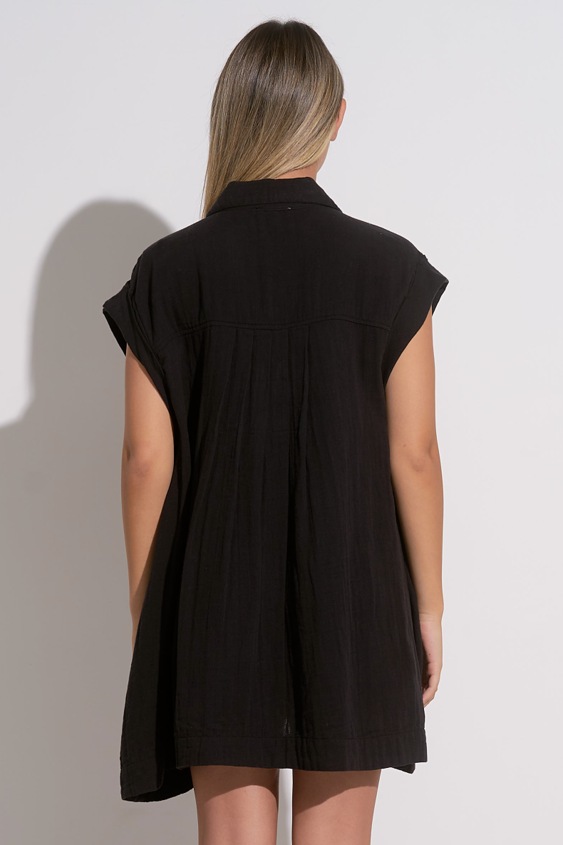 Elan Button Down Oversized Babydoll Dress - Womens Casual Dresses - Big Sun Vernon  | Okanagan Beachwear