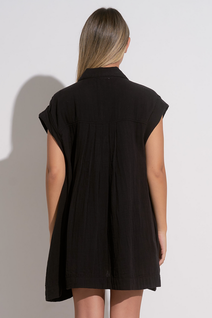 Elan Button Down Oversized Babydoll Dress - Womens Casual Dresses - Big Sun Vernon  | Okanagan Beachwear