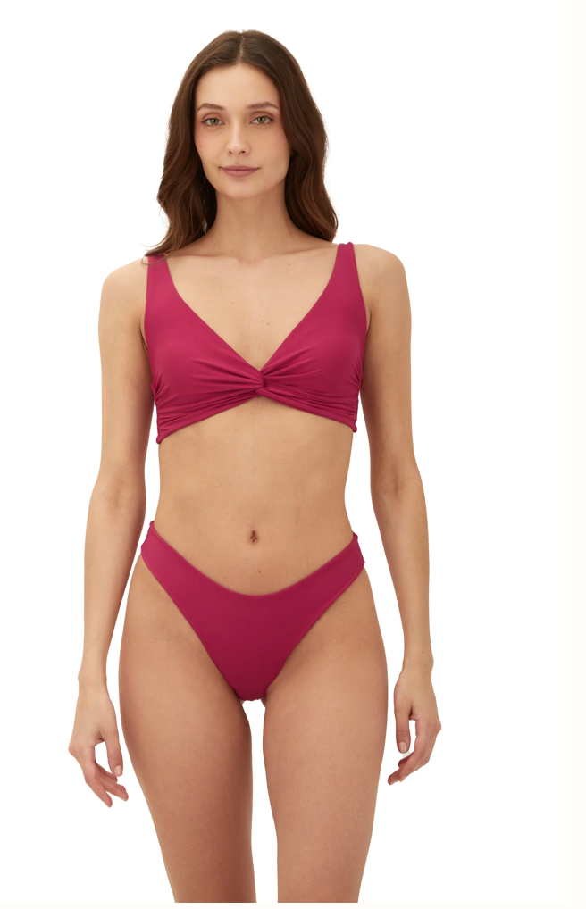 Malai Brisa Raspberry Neo Paramount Bottom - Womens Mid Bikini Bottoms - Big Sun Vernon  | Okanagan Beachwear